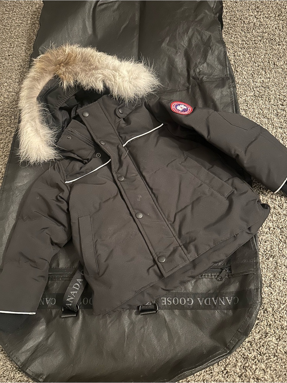 Kids Canada Goose snowy owl parka winter coat with Fur-Trim Hood